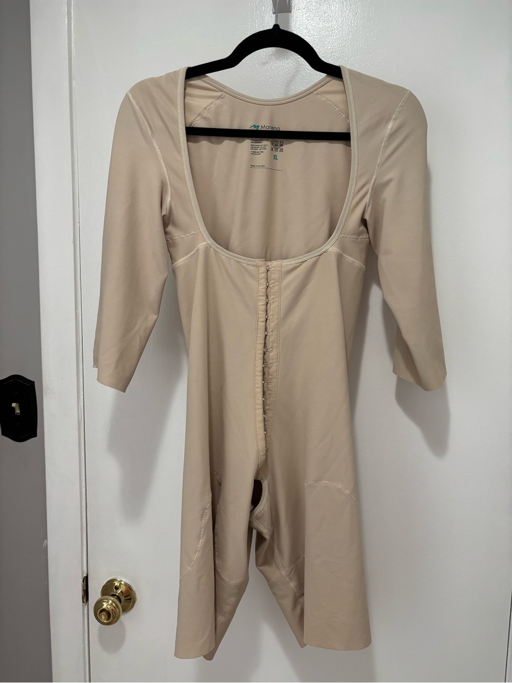 Marena Recovery Bodysuit 3/4 Sleeve Sculpting Suit in Beige XL